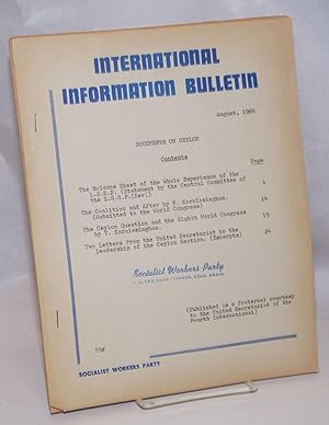 Documents on Ceylon. International information bulletin, August 1966