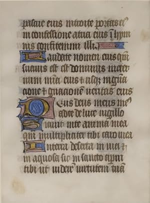 Latin 15th century manuscript leaf on vellum (framed)