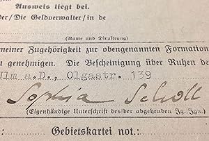 Sophie Scholl's Signed Membership Suspension Request From the Bund Deutscher Mädel
