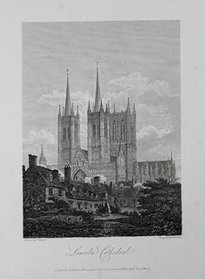 Original Antique Engraving Illustrating a Print of Lincoln Cathedral (second view) Engraved By B....