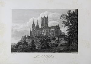 Original Antique Engraving Illustrating a Print of Lincoln Cathedral. Engraved By B. Howlett, Tit...