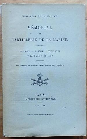 Mémorial de l'artillerie de la Marine - 26e année - 2e série - Tome XVIII - 1re livraison de 1890