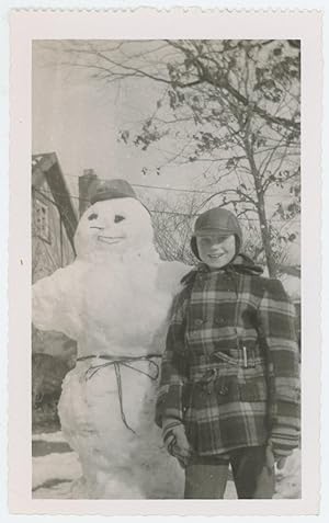 SNOWMAN AND HIS MAKER VINTAGE SNAPSHOT