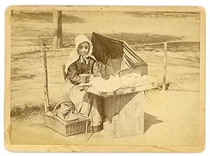 APPLE SELLER WOMAN ON BOSTON COMMON 1890 MOUNTED PHOTO