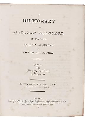 A dictionary of the Malayan language, in two parts, Malayan and English and English and Malayan.L...