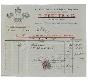 ANTICA FATTURA DELLA DITTA E. FRETTE & C. - 1899.: