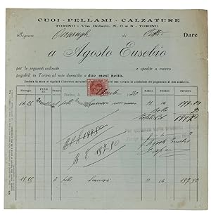 ANTICA FATTURA DELLA DITTA "AGOSTO EUSEBIO, CUOI - PELLAMI - CALZATURE", TORINO - 1920.: