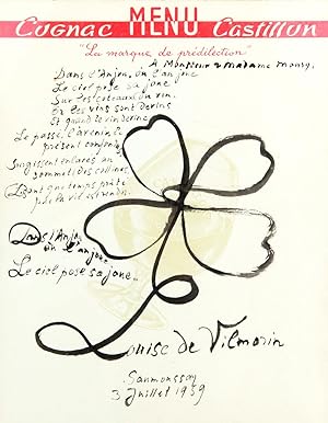 Poème et dessin autographe signé sur le vin d'Anjou