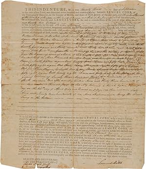 [NEW JERSEY LAND INDENTURE BETWEEN LEMUEL COBB AND CHARLES STEWART FOR LAND IN BERGEN COUNTY, NEW...