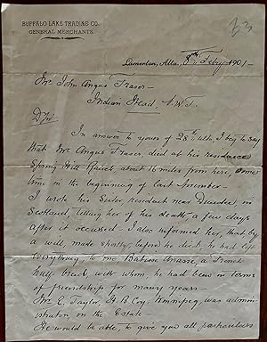W. Hutchinson of Buffalo Lake Trading Co. In relation to the death and will of Angus Fraser