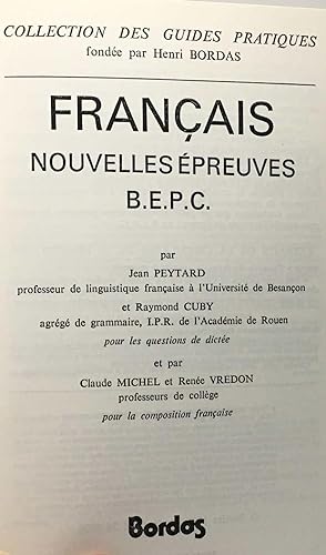 La Nouvelle épreuve de français au B.E.P.C. 1975
