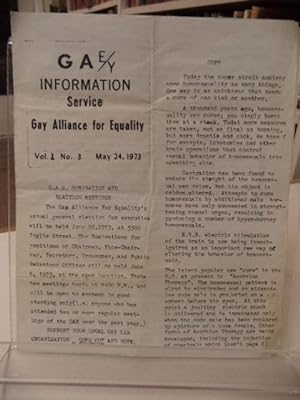 GAE/Y Gay Alliance for Equality. Vol. I No. 3 May 24, 1973