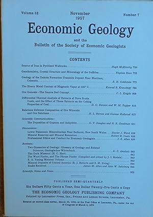 Economic Geology and the Bulletin of the Society of Economic Geologists Volume 52, Number 7 May 1957