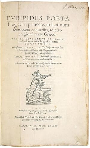 Euripides. in Latinum sermonem conversus, adiecto e regione textu Graeco: cum annotationibus et p...