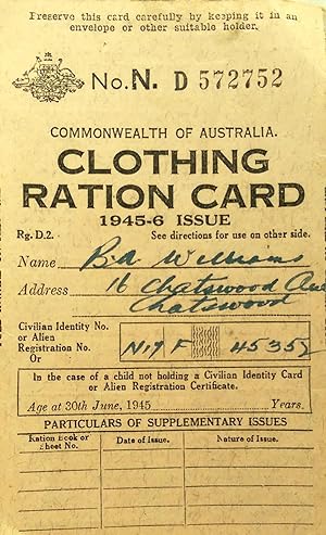Clothing Ration Card