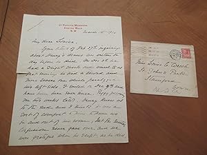 Original Letter From Alice Howe Gibbens James (Mrs. William James) To Louisa G. Walsh, Regarding ...