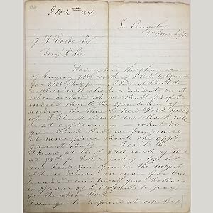 Manuscript Letter, Los Angeles, March 5, 1870, sent to J. F. Vorbe, Esq