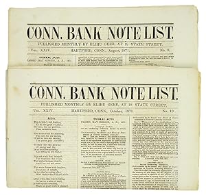 CONN. BANK NOTE LIST. Vol. XXIV, Nos. 8 and 10 (Aug. and Oct. 1871)