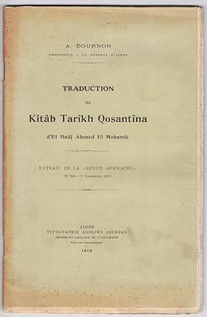 Traduction du Kitâb Tarîkh Qosantîna d'El Hadj Ahmaed El Mobarek.