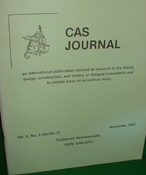JOURNAL OF THE CATGUT ACOUSTICAL SOCIETY (CAS JOURNAL) 1992