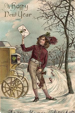 Dick Turpin Happy New Year Highway Robbery Old Flatbush Station Postcard