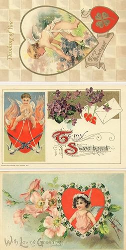 To My Sweetheart Cupids Bow Love Heart 3x Postcard s