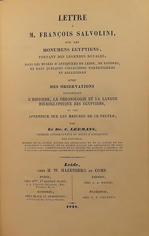 [7 books bound as 1] 1) Lettre a M. Francois Salvolini, sur les Monumens Egyptiens; 2) Palestine ...