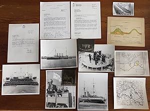 Collection of a group 13 items of miscellaneous, ephemera, letters and photographs of Navy ships ...