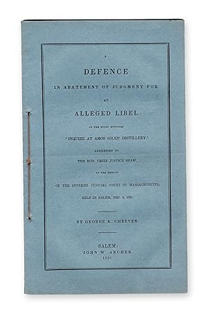 A Defence in Abatement of Judgment for an Alleged Libel in the Story Entitled "Inquire at Deacon ...