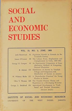 Social and Economic Studies  Vol. 15, No. 2,June, 1966