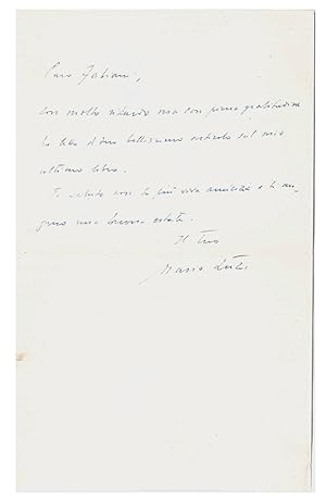Breve lettera autografa firmata inviata al poeta e giornalista Enzo Fabiani
