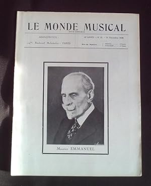 Le monde musicale - N°12 Décembre 1938