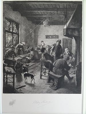 Antique Print-DRINKING-INN-FARMERS-COSTUME-van Ostade-Steelink jr.-c.1900