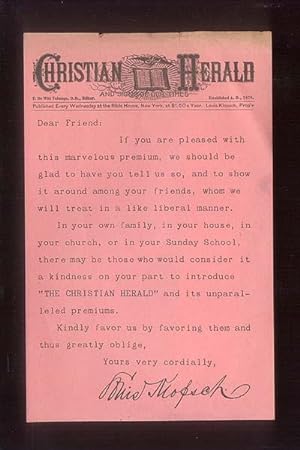 Christian Herald Letterhead containing Typewritten Form Letter with Machine - Written Facsimile S...