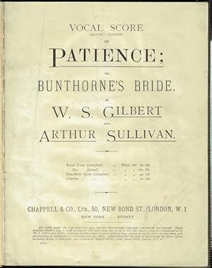 Vocal Score Of Patience; Or, Bunthorne's Bride.