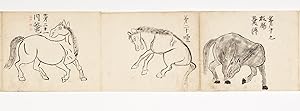 Manuscript scroll on paper entitled from the accompanying label "Uma shobyo miyo [or] kenyo no ko...