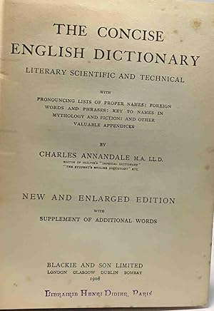 The concise english dictionary literary scientific and technical - new and enlarged edition with ...