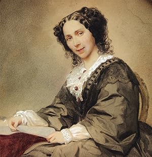 [Nineteenth-Century Watercolor Portrait of Woman holding a Letter]