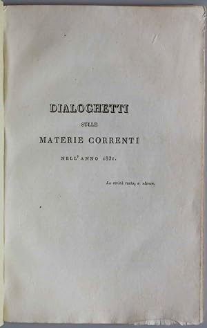 Dialoghetti sulle materie correnti nell'anno 1831. Il viaggio di pulcinella