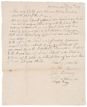 Manuscript document signed by the selectmen of Newtown, NJ, attesting that Isaac Titsoort [i.e. T...