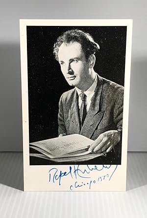 Rafael Kubelik. Black and white photograph (reproduction). Signed