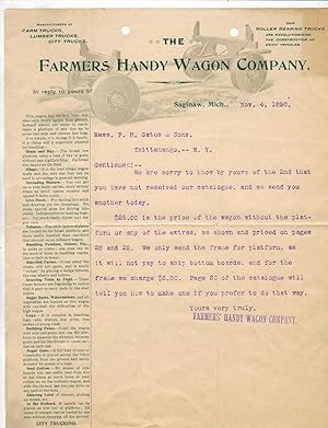 THE FARMERS HANDY WAGON COMPANY, MANUFACTURERS OF FARM TRUCKS, LUMBER TRUCKS, CITY TRUCKS: OUR RO...