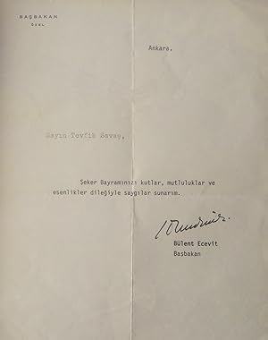 Typescript letter signed 'Bülent Ecevit' sent to Tevfik Savas.