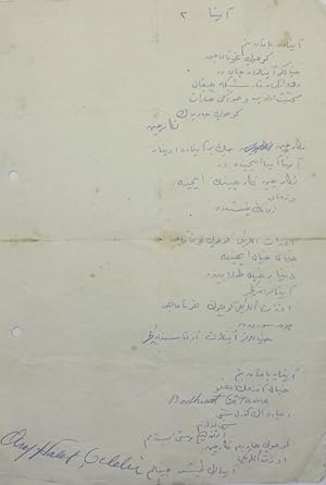 Autograph poem signed 'Asef Halet Çelebi'.