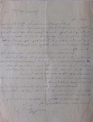 [TRAVEL FROM TREBIZOND TO ANTWERP] Autograph letter signed 'Eyübzâde'.