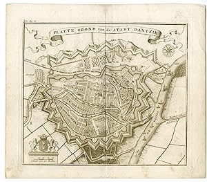 Antique Print-PLAN-DANTZIK-DANZIG-GDANSK-POLAND-Tirion-1734