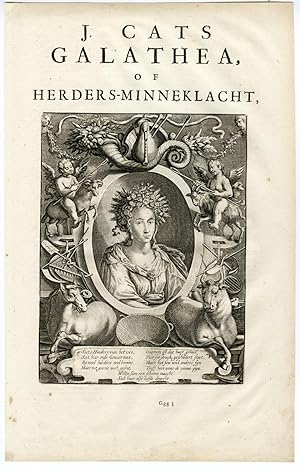 Antique Print-SHEPERDESS-GALATHEA-Jacob Cats-c.1700