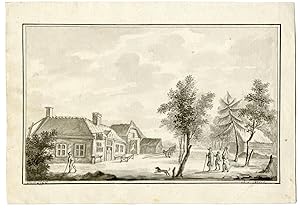 Antique Drawing-RIJSWIJK-HISTORIC VIEW-WITTENBURG INN-Pieper-1798