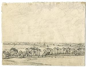 Antique Drawing-RHINE-BETUWE PANORAMA-WAGENINGEN-van Ishoven-1903