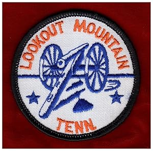 Vintage "Lookout Mountain Tenn.", Embroidered Souvenir Patch with Cannon. Round, 3" Diameter. Sca...